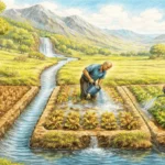一條小水道與三塊農田
